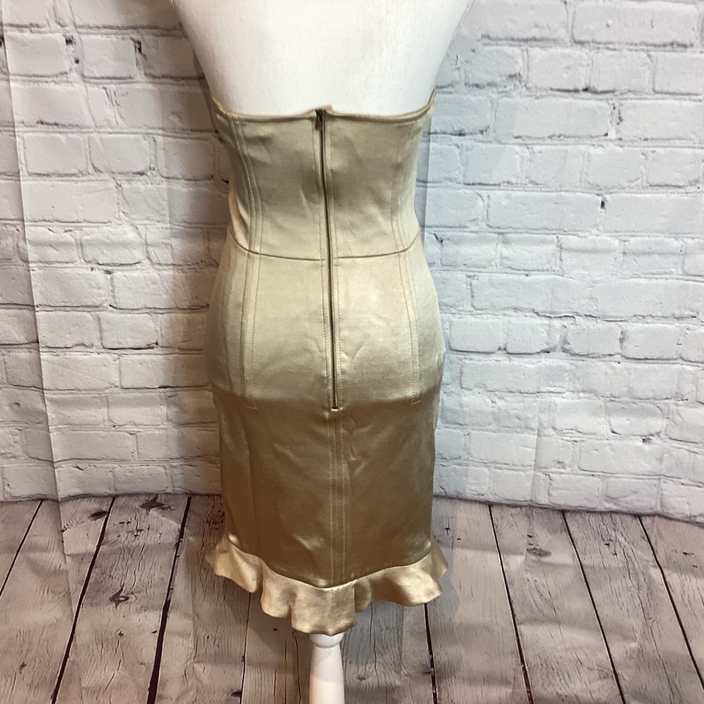 STELLA MCCARTNEY STRAPLESS KNEE LENGTH DRESS CHAMPAGNE NWT SZ MED - Picture 4 of 14